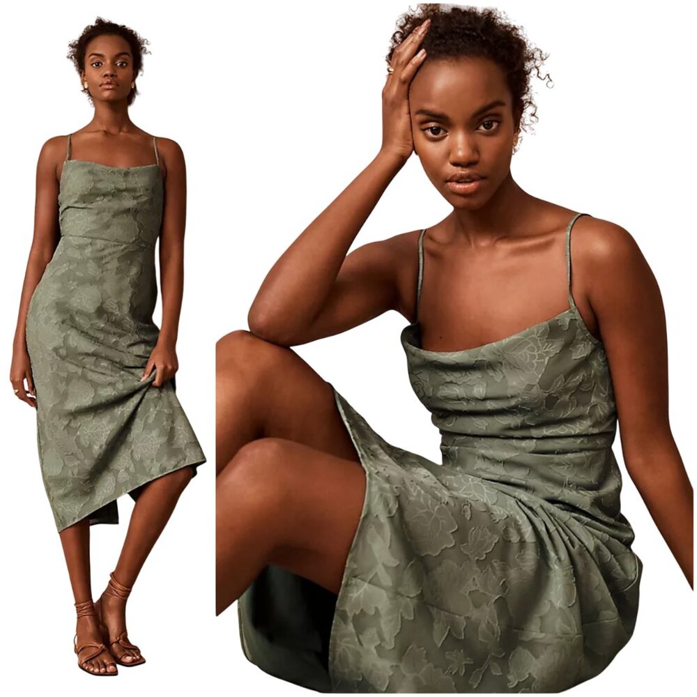 NWT BHLDN Anthropologie Taye Midi Dress in green size 10 Hutch floral slip